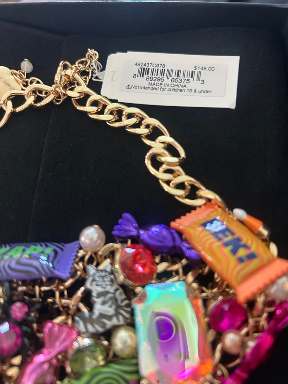 Betsey Johnson Gold-Tone Multicolor Candy Charm Necklace - Picture 5 of 5